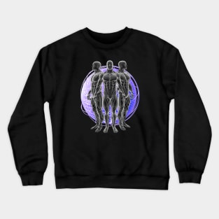 Futuristic Trio Cyborg Man Space Rave Techno Dancer Science Fiction Nerd Hologram Technology Crewneck Sweatshirt